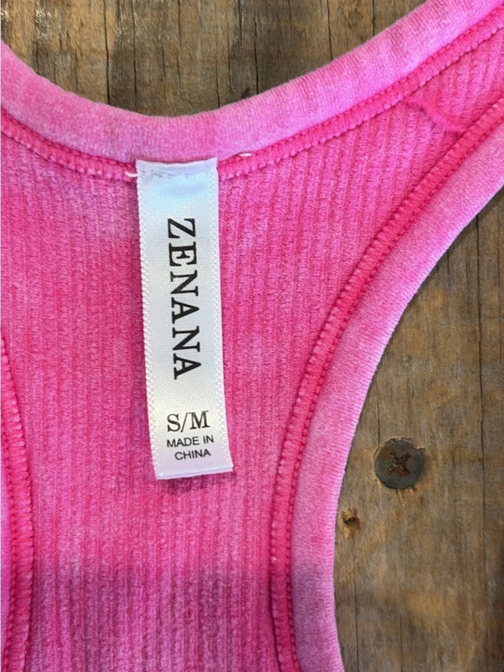 Zenana Outfitters Hot Pink Ribbed V-Neck Racerback Tank - Picture 3 of 3